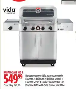 Canadian Tire Vida by PADERNO Essence Series 4-Burner Convertible Gas Propane BBQ with Side Burner offer