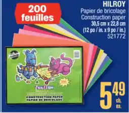 Jean Coutu HILROY Construction paper offer