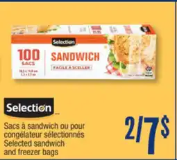 Jean Coutu SELECTION Selected sandwich and freezer bags offer