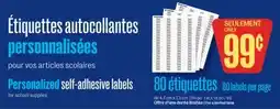 Jean Coutu Personalized self-adhesive labels offer