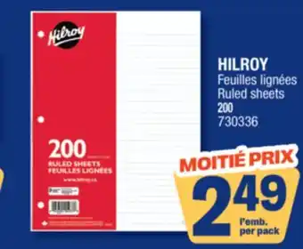 Jean Coutu HILROY Ruled sheets offer