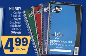 Jean Coutu HILROY 5-subject notebook offer