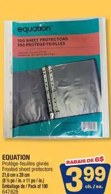 Jean Coutu EQUATION Frosted sheet protectors offer