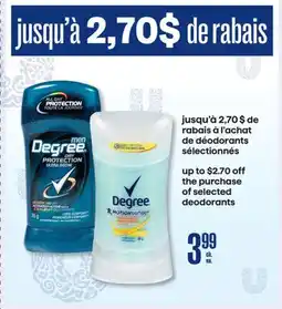 Jean Coutu DEGREE selected deodorants offer