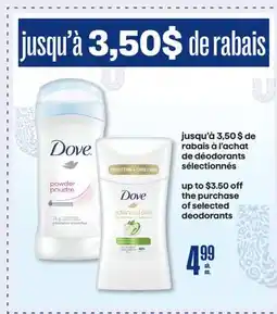 Jean Coutu Dove Selected Deodorants offer