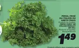 IGA FRESH CURLY OR ITALIAN PARSLEY OR DILL offer