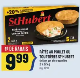 Marché Adonis PÂTÉS AU POULET OU TOURTIÈRES ST-HUBERT | ST-HUBERT CHICKEN POT PIE OR TOURTIÈRE offer