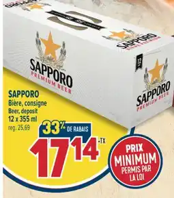 Marché Adonis SAPPORO BIÈRE, CONSIGNE | SAPPORO BEER, DEPOSIT offer