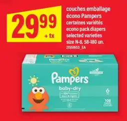 Maxi COUCHES EMBALLAGE ÉCONO PAMPERS | ECONO PACK DIAPERS, 58-180 UN offer