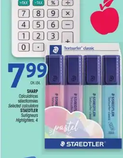 Uniprix SHARP Calculatrices sélectionnées Selected calculators STAEDTLER Surligneurs Highlighters offer