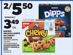 Provigo QUAKER DIPPS OR CHEWY GRANOLA, 120-156 G offer