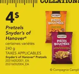 Provigo PRETZELS SNYDER'S OF HANOVER , 240 g offer