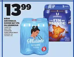 Provigo BIÈRE ARCHIBALD, GOOSE BAY IPA OU UNIBROUE, 4X473 ML offer