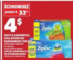 Provigo ZIPLOC SANDWICH, SNACK OR STORAGE BAGS 10-100 UN offer