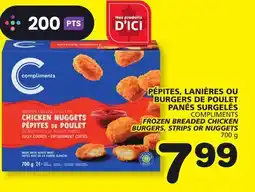 Marches Tradition COMPLIMENTS FROZEN BREADED CHICKEN BURGERS, STRIPS OR NUGGETS offer