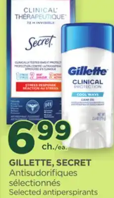 Proxim GILLETTE, SECRET Selected antiperspirants offer