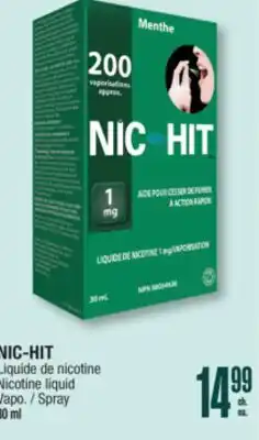 Jean Coutu NIC-HIT Nicotine liquid Spray offer