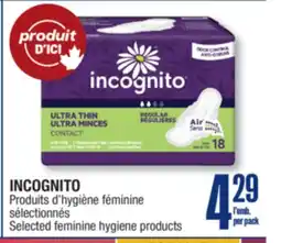 Jean Coutu INCOGNITO Selected feminine hygiene products offer