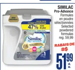 Jean Coutu SIMILAC Pro-Advance Selected powdered formulas offer