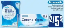 Jean Coutu PERSONNELLE Selected cotton balls and cotton swabs offer