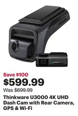Best Buy Thinkware U3000 4K UHD Dash Cam with Rear Camera, GPS & Wi-Fi offer