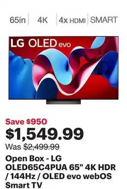 Best Buy Open Box - LG OLED65C4PUA 65 4K HDR / 144Hz / OLED evo webOS Smart TV offer