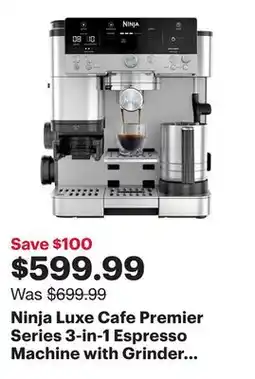 Best Buy Ninja Luxe Cafe Premier Series 3-in-1 Espresso Machine with Grinder - Silver offer