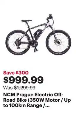 Best Buy NCM Prague Electric Off-Road Bike (350W Motor / Up to 100km Range / 32km/h Top Speed) - Matte Black offer