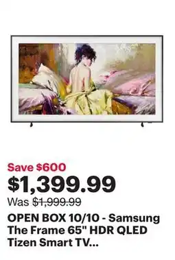 Best Buy OPEN BOX 10/10 - Samsung The Frame 65 HDR QLED Tizen Smart TV (QN65LS03DAFXZC) - 2024 offer