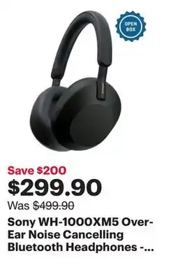Best Buy Sony WH-1000XM5 Over-Ear Noise Cancelling Bluetooth Headphones - Black - Open Box offer