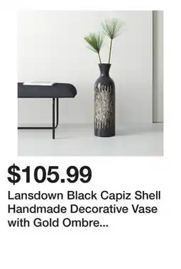 Wayfair Lansdown Black Capiz Shell Handmade Decorative Vase with Gold Ombre Design, 9 x 9 x 34 offer