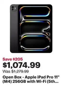 Best Buy Open Box - Apple iPad Pro 11 (M4) 256GB with Wi-Fi (5th Generation) - Space Black offer