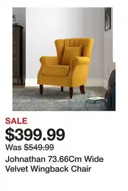 Wayfair Johnathan 73.66Cm Wide Velvet Wingback Chair offer