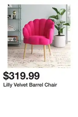 Wayfair Lilly Velvet Barrel Chair offer