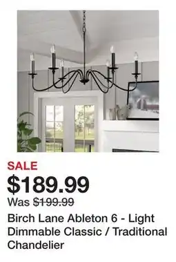 Wayfair Birch Lane Ableton 6 - Light Dimmable Classic / Traditional Chandelier offer