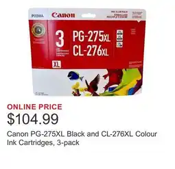 Costco Canon PG-275XL Black and CL-276XL Colour Ink Cartridges, 3-pack offer