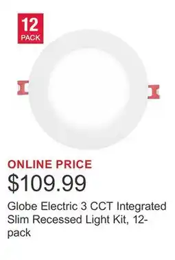 Costco Globe Electric 3 CCT Integrated Slim Recessed Light Kit, 12-pack offer