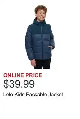 Costco Lolë Kids Packable Jacket offer
