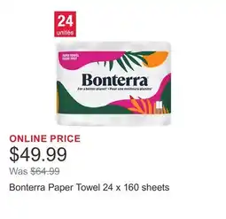 Costco Bonterra Paper Towel 24 x 160 sheets offer