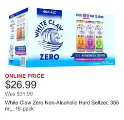 Costco White Claw Zero Non-Alcoholic Hard Seltzer, 355 mL, 15-pack offer