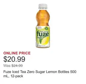 Costco Fuze Iced Tea Zero Sugar Lemon Bottles 500 mL, 12-pack offer