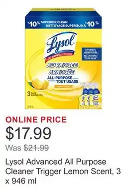 Costco Lysol Advanced All Purpose Cleaner Trigger Lemon Scent, 3 x 946 ml offer