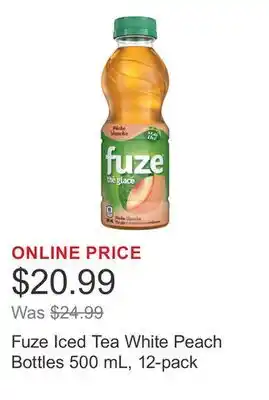 Costco Fuze Iced Tea White Peach Bottles 500 mL, 12-pack offer