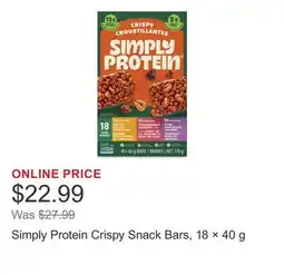 Costco Simply Protein Crispy Snack Bars, 18 × 40 g offer