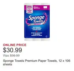 Costco Sponge Towels Premium Paper Towels, 12 x 106 sheets offer
