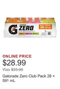 Costco Gatorade Zero Club Pack 28 × 591 mL offer
