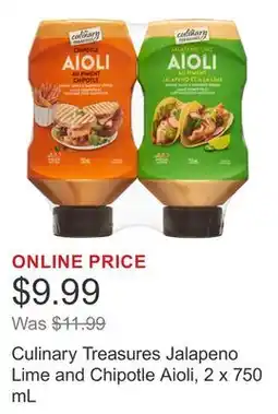 Costco Culinary Treasures Jalapeno Lime and Chipotle Aioli, 2 x 750 mL offer