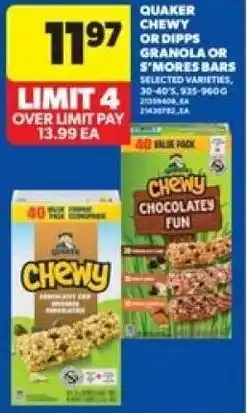 Real Canadian Superstore Quaker chewy or dipps granola or s'mores bars offer