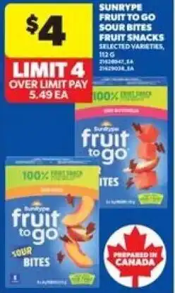 Real Canadian Superstore Sunrype fruit to go sour bites fruit snacks offer