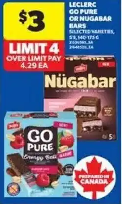 Real Canadian Superstore Leclerc go pure or nugabar bars offer